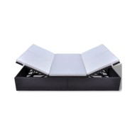 Chaise longue double avec coussin Résine tressée Marron
