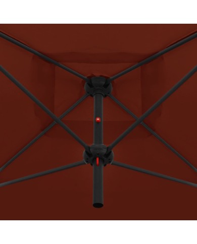 Parasol double avec mât en acier 250 x 250 cm Terre cuite