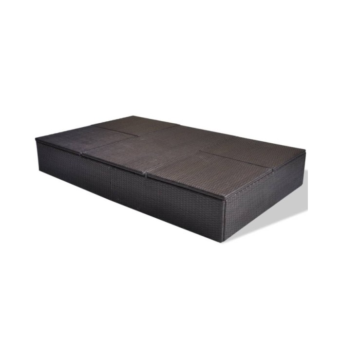 Chaise longue double avec coussin Résine tressée Marron
