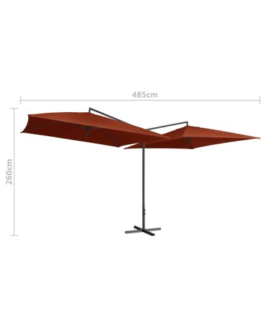 Parasol double avec mât en acier 250 x 250 cm Terre cuite