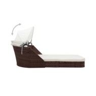 Chaise longue avec auvent Résine tressée Marron