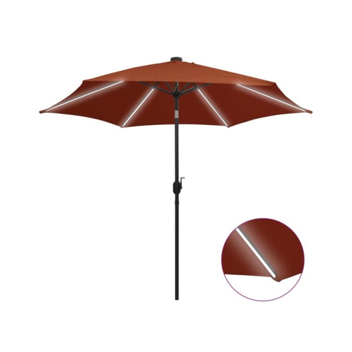Parasol avec LED et mât en aluminium 300 cm Terre cuite