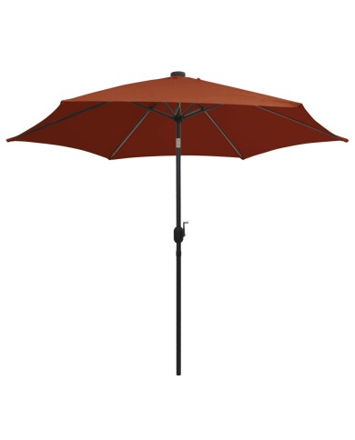 Parasol avec LED et mât en aluminium 300 cm Terre cuite