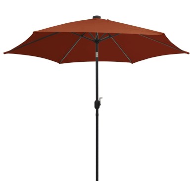 Parasol avec LED et mât en aluminium 300 cm Terre cuite