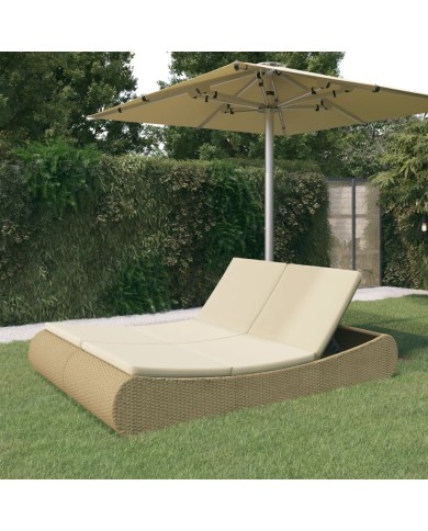 Chaise longue d'extérieur Résine tressée Beige