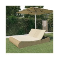 Chaise longue d'extérieur Résine tressée Beige