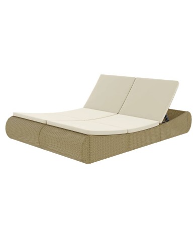 Chaise longue d'extérieur Résine tressée Beige