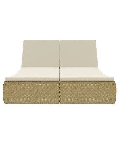 Chaise longue d'extérieur Résine tressée Beige
