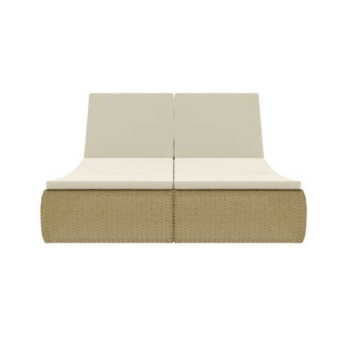 Chaise longue d'extérieur Résine tressée Beige