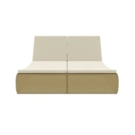 Chaise longue d'extérieur Résine tressée Beige