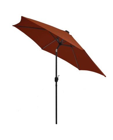 Parasol avec LED et mât en aluminium 300 cm Terre cuite