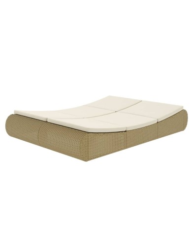 Chaise longue d'extérieur Résine tressée Beige