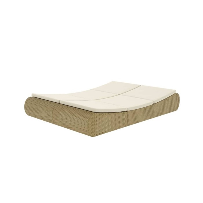 Chaise longue d'extérieur Résine tressée Beige