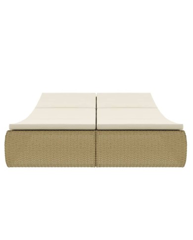 Chaise longue d'extérieur Résine tressée Beige