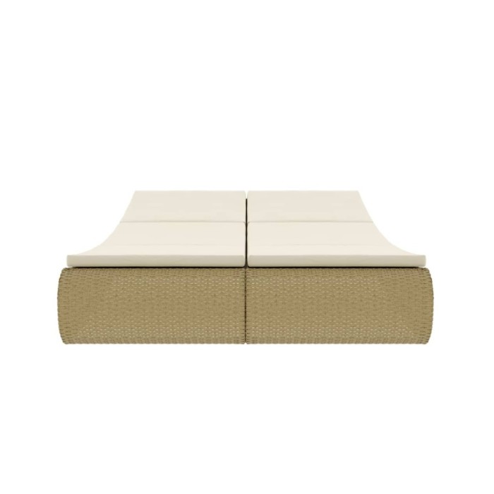 Chaise longue d'extérieur Résine tressée Beige