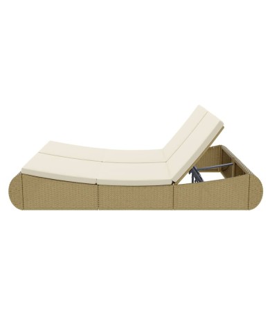 Chaise longue d'extérieur Résine tressée Beige