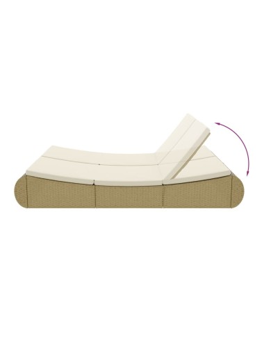 Chaise longue d'extérieur Résine tressée Beige