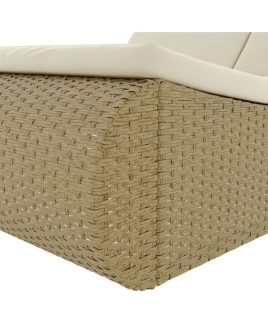 Chaise longue d'extérieur Résine tressée Beige
