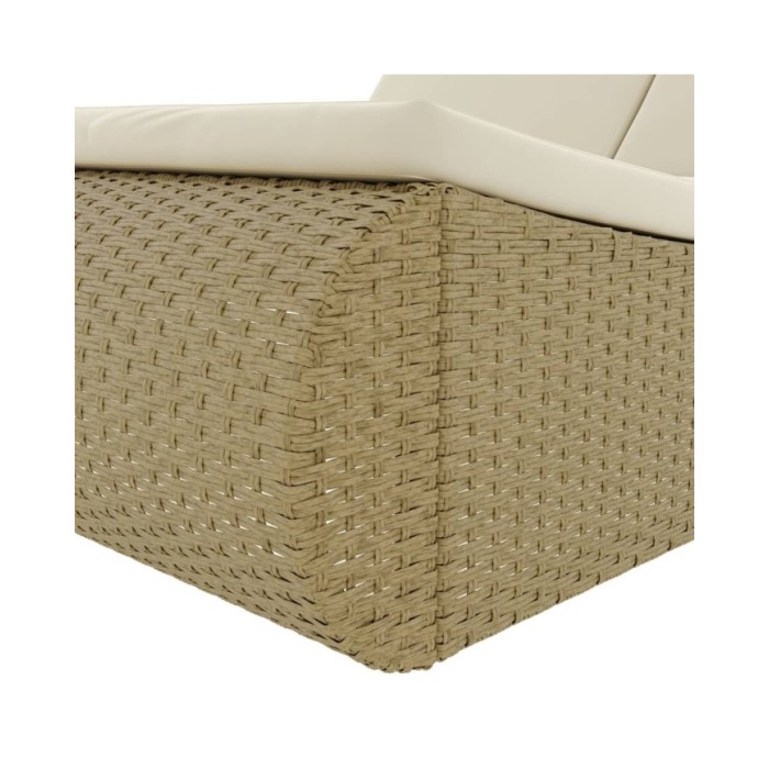 Chaise longue d'extérieur Résine tressée Beige