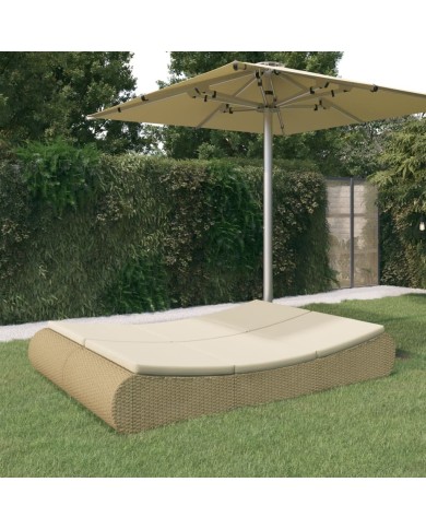 Chaise longue d'extérieur Résine tressée Beige
