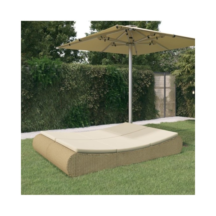 Chaise longue d'extérieur Résine tressée Beige