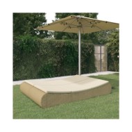 Chaise longue d'extérieur Résine tressée Beige