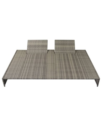 Chaise longue double avec coussin Résine tressée Gris