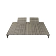 Chaise longue double avec coussin Résine tressée Gris