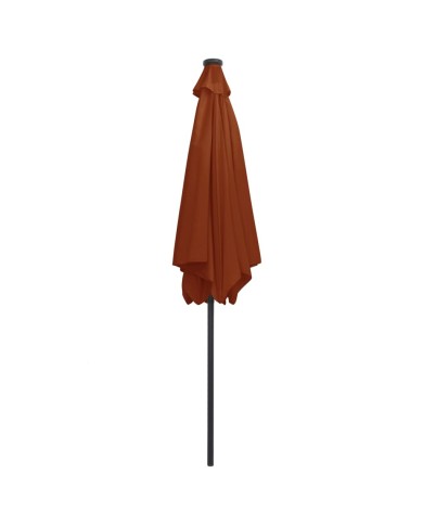 Parasol avec LED et mât en aluminium 300 cm Terre cuite