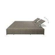 Chaise longue double avec coussin Résine tressée Gris