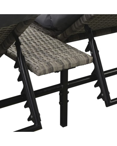 Chaise longue double avec coussin Résine tressée Gris