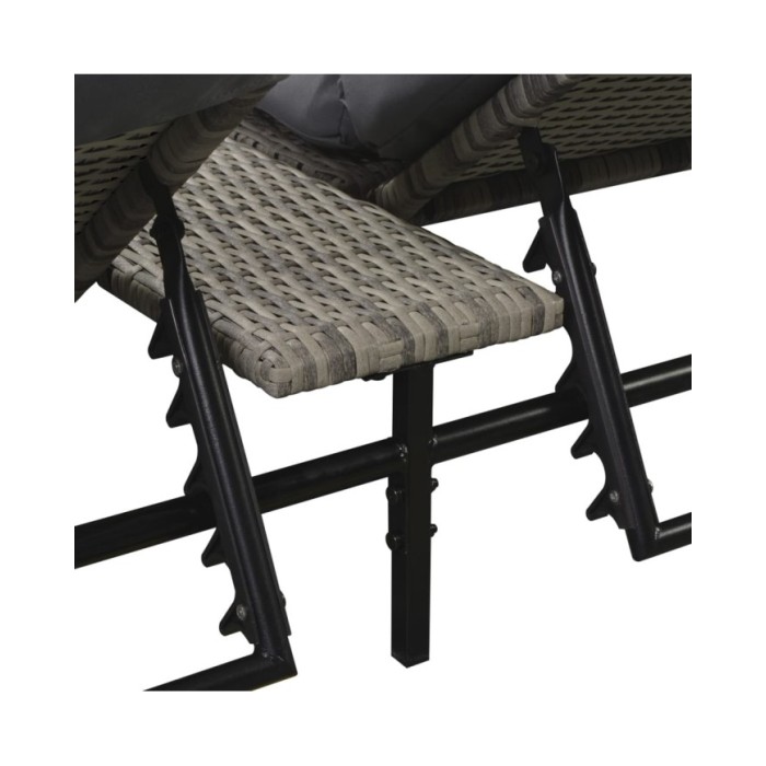Chaise longue double avec coussin Résine tressée Gris