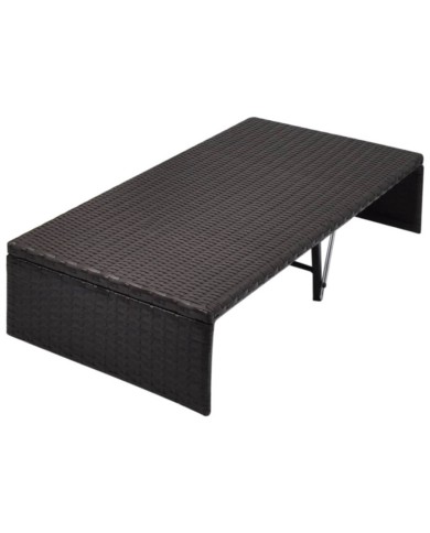 Lit de jardin avec auvent Marron 190x130 cm Résine tressée