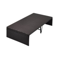 Lit de jardin avec auvent Marron 190x130 cm Résine tressée