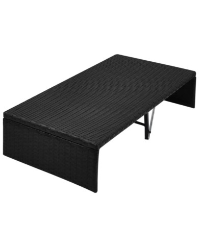 Lit de jardin avec auvent Noir 190x130 cm Résine tressée
