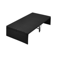 Lit de jardin avec auvent Noir 190x130 cm Résine tressée