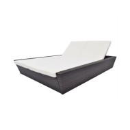 Lit de repos d'extérieur avec coussin Résine tressée Marron