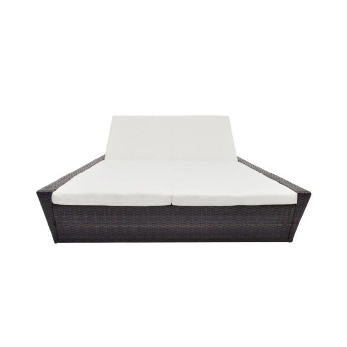 Lit de repos d'extérieur avec coussin Résine tressée Marron