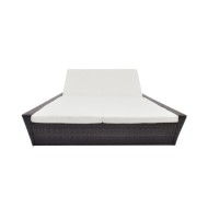 Lit de repos d'extérieur avec coussin Résine tressée Marron
