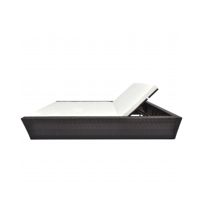 Lit de repos d'extérieur avec coussin Résine tressée Marron