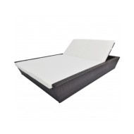 Lit de repos d'extérieur avec coussin Résine tressée Marron