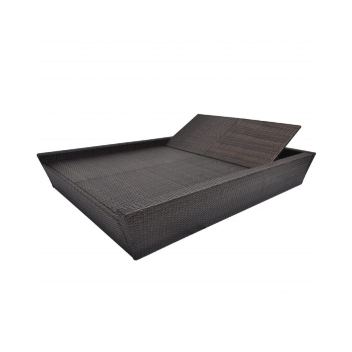 Lit de repos d'extérieur avec coussin Résine tressée Marron