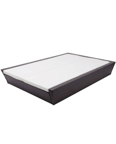 Lit de repos d'extérieur avec coussin Résine tressée Marron