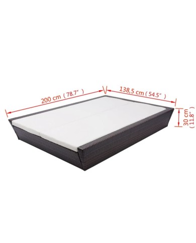 Lit de repos d'extérieur avec coussin Résine tressée Marron