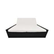 Lit de repos d'extérieur avec coussin Résine tressée Noir