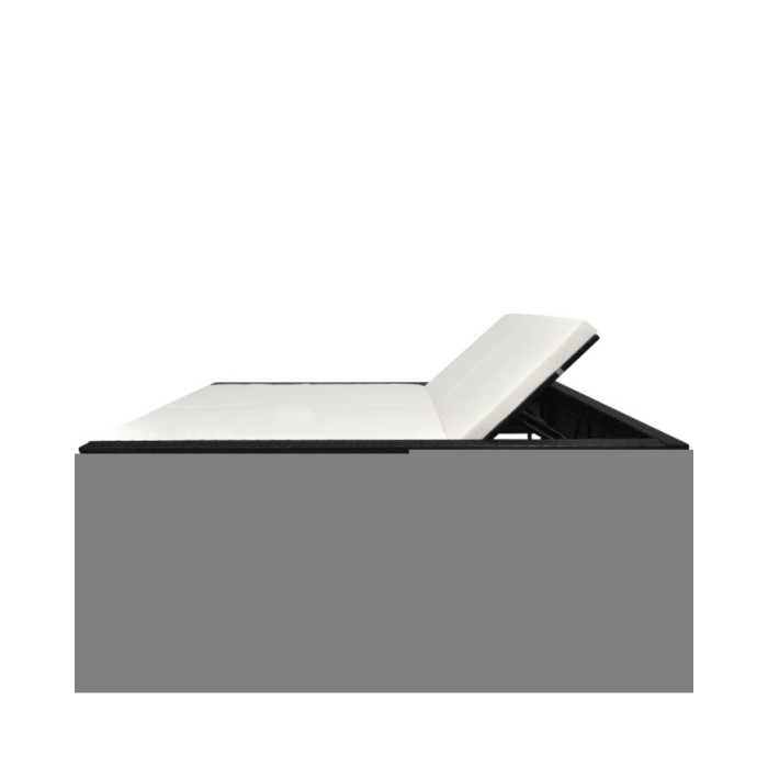 Lit de repos d'extérieur avec coussin Résine tressée Noir