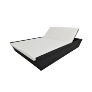 Lit de repos d'extérieur avec coussin Résine tressée Noir
