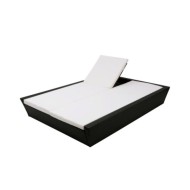 Lit de repos d'extérieur avec coussin Résine tressée Noir