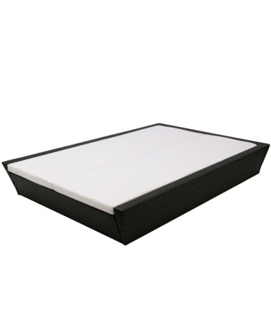 Lit de repos d'extérieur avec coussin Résine tressée Noir