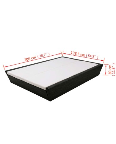 Lit de repos d'extérieur avec coussin Résine tressée Noir